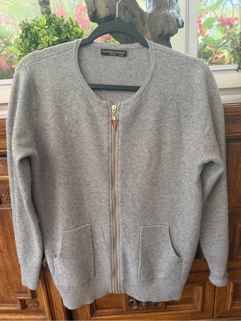 Gray Zip-Front Women Sweater